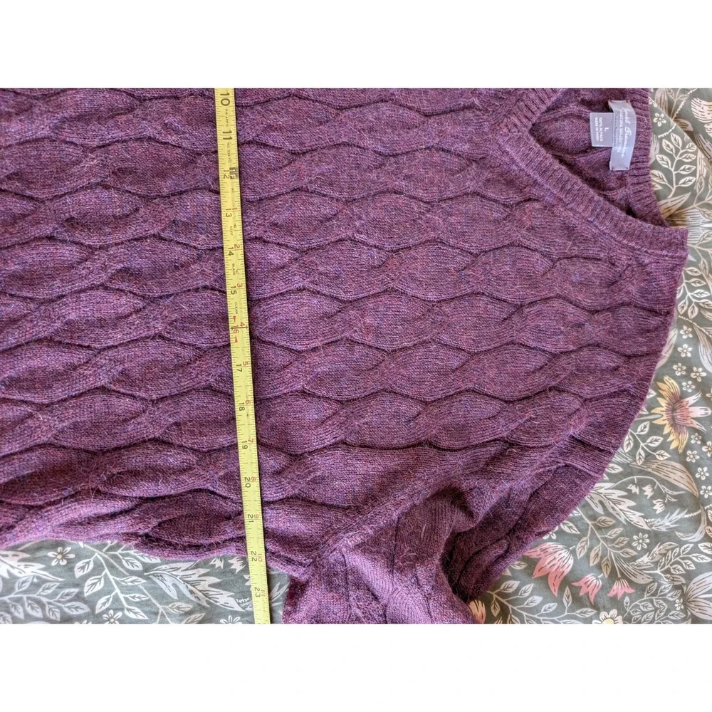 Daniel Cremieux Alpaca Sweater Mens Large Maroon Cable Knit V-Neck Old Money